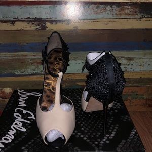 Cream and black heels